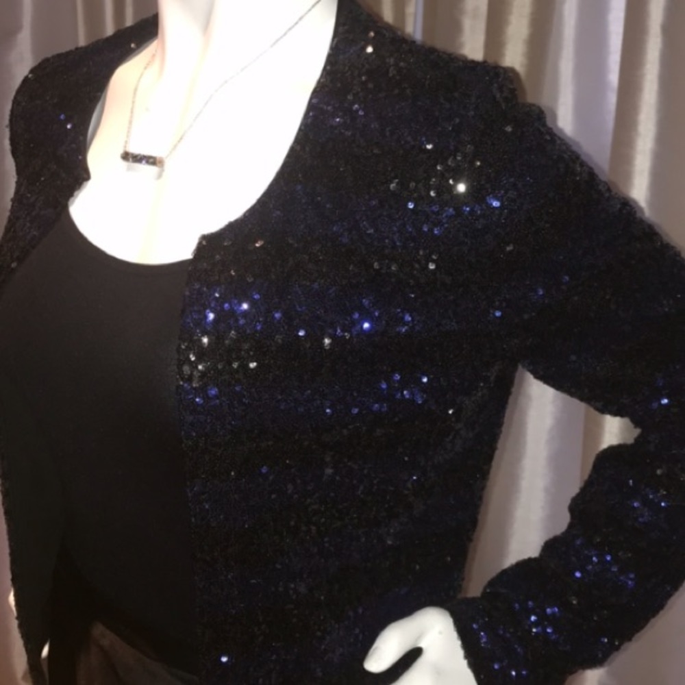 Sequin, Striped And Cropped Jacket. - image 3